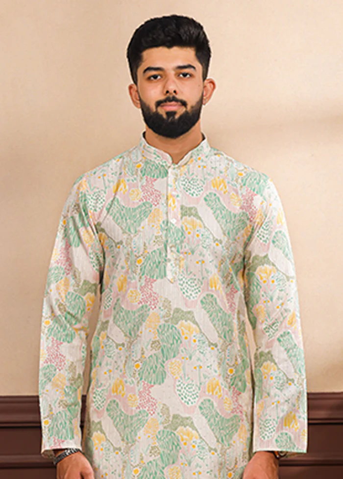Multicolor Silk Kurta & Pajama Set - Image 2