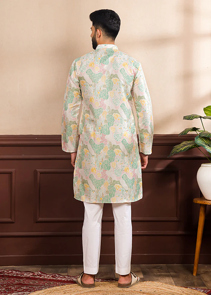 Multicolor Silk Kurta & Pajama Set - Image 3