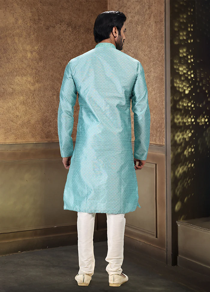 Multicolor Silk Kurta & Pajama Set - Image 3