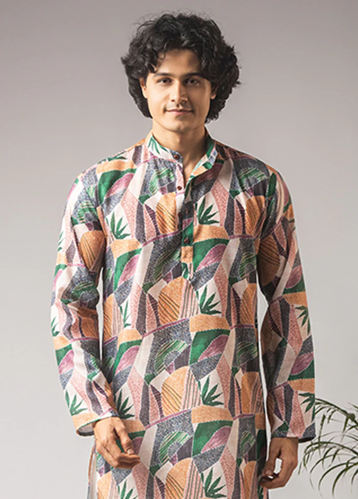 Multicolor Silk Kurta & Pajama Set - Image 2