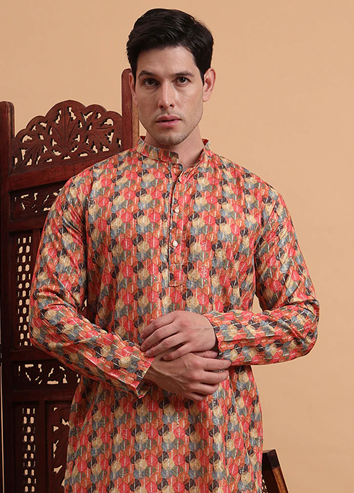 Multicolor Silk Kurta & Pajama Set - Image 2