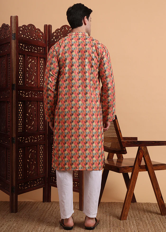 Multicolor Silk Kurta & Pajama Set - Image 3