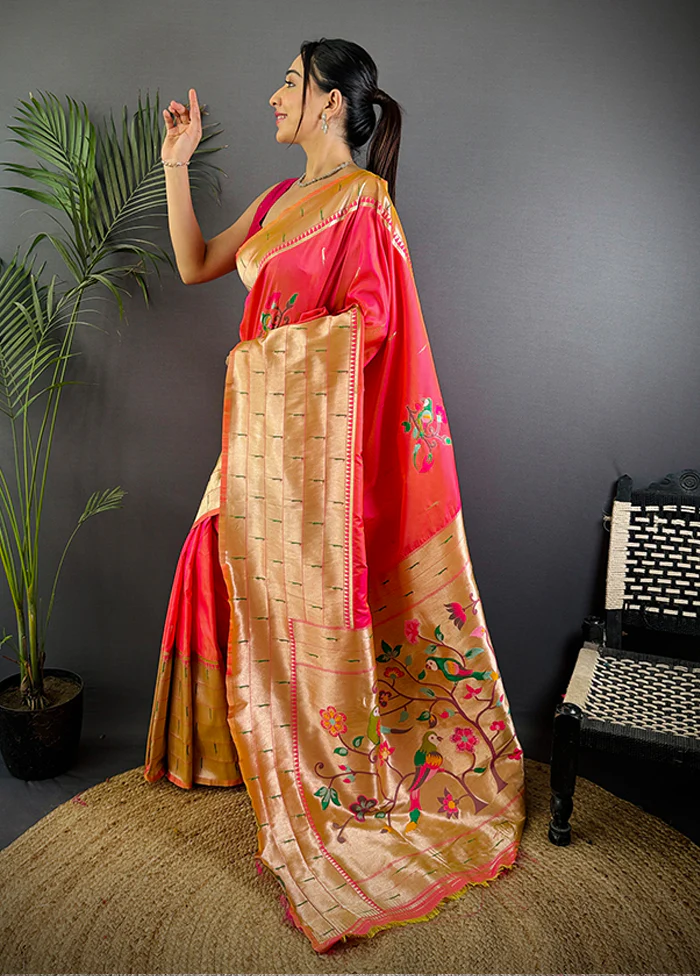 Multicolor Spun Silk Saree With Blouse Piece - Image 3