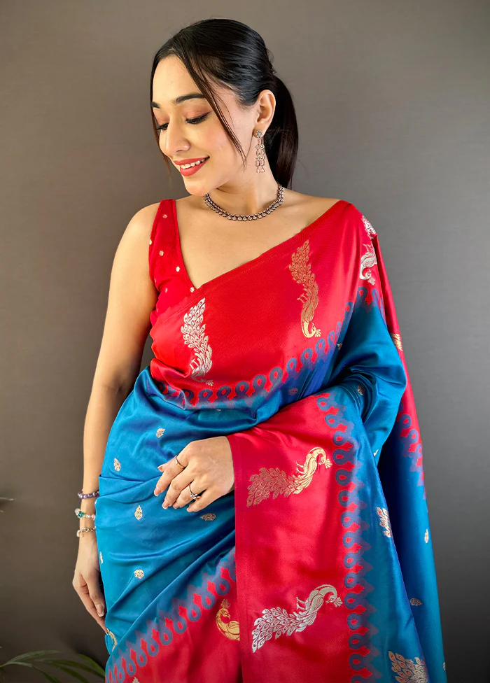 Multicolor Spun Silk Saree With Blouse Piece - Image 2
