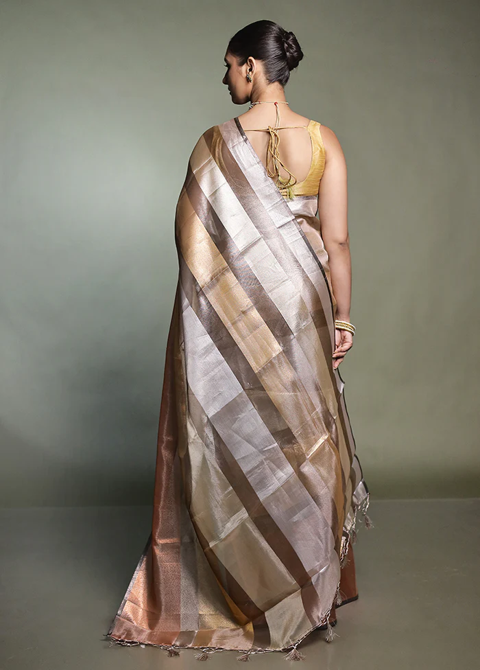 Multicolor Tissue Silk Saree With Blouse Piece - Image 3