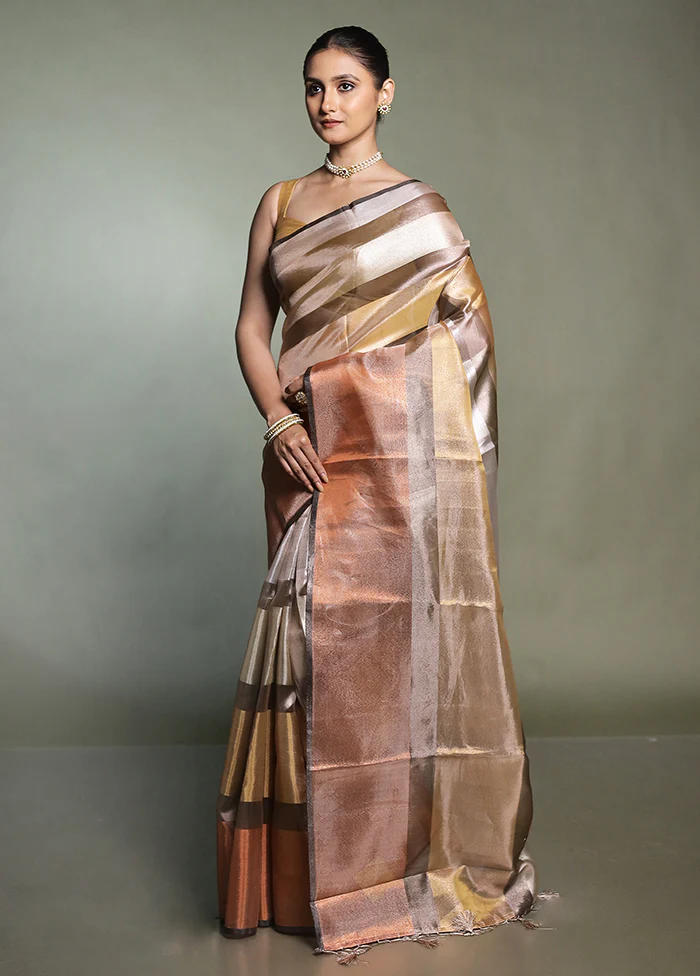 Multicolor Tissue Silk Saree With Blouse Piece - Image 4