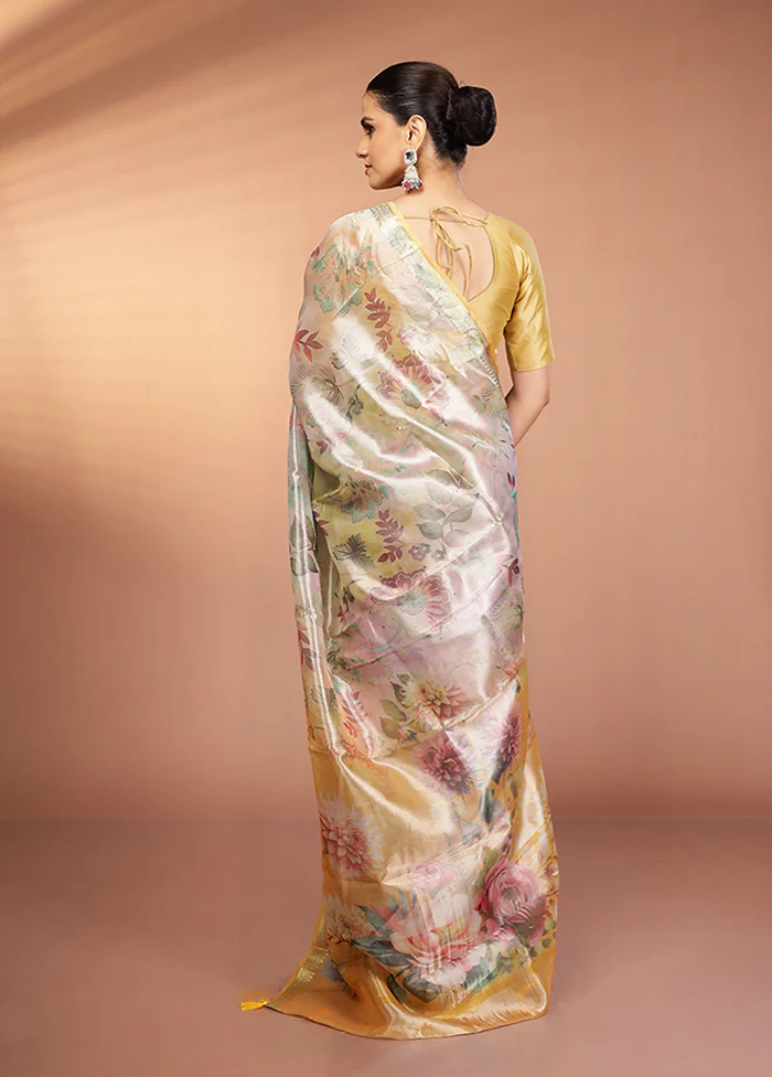 Multicolor Tissue Silk Saree With Blouse Piece - Image 3