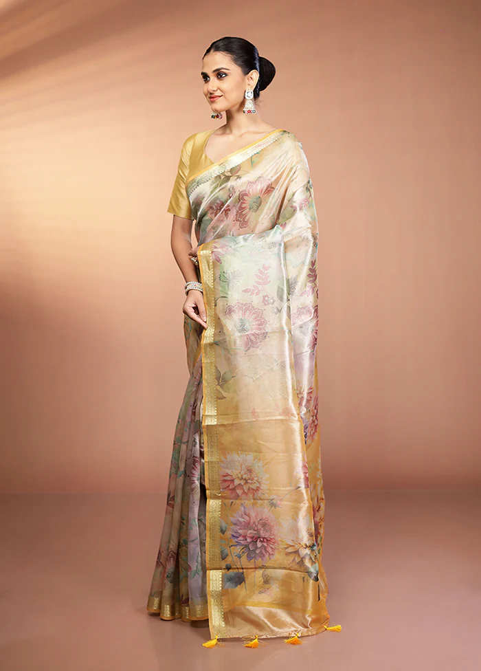 Multicolor Tissue Silk Saree With Blouse Piece - Image 4