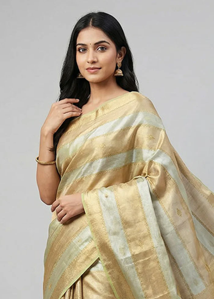 Multicolor Tissue Silk Saree With Blouse Piece - Image 2