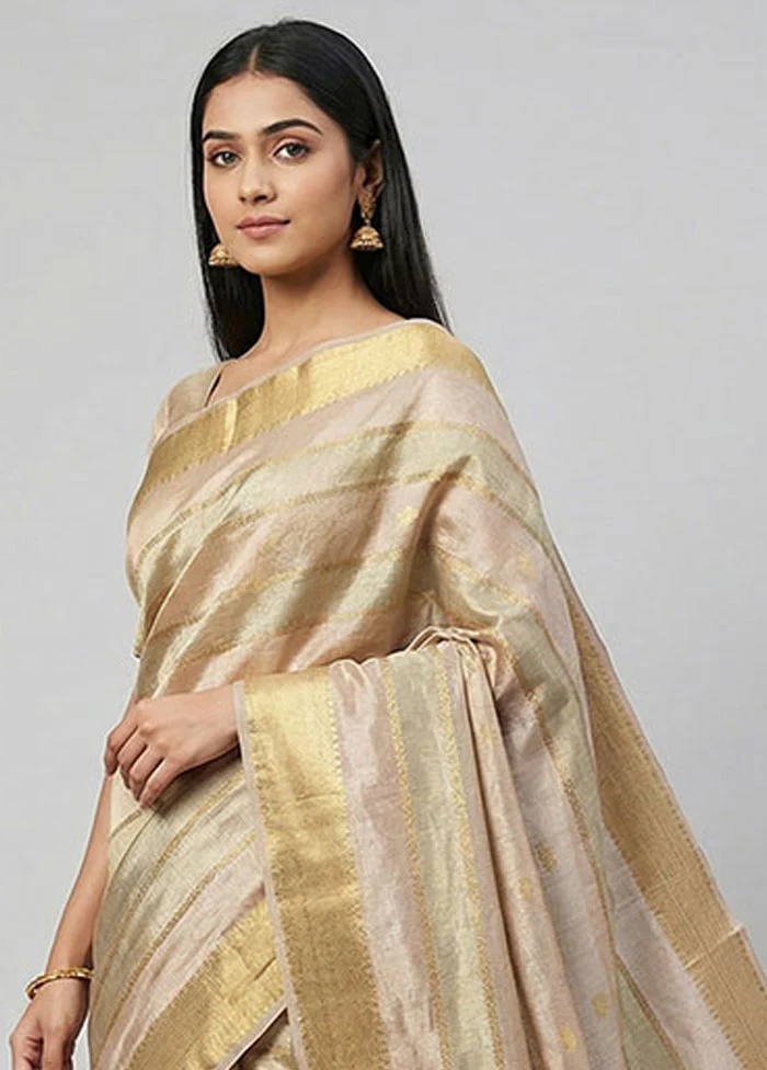 Multicolor Tissue Silk Saree With Blouse Piece - Image 2