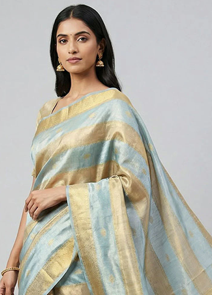 Multicolor Tissue Silk Saree With Blouse Piece - Image 2