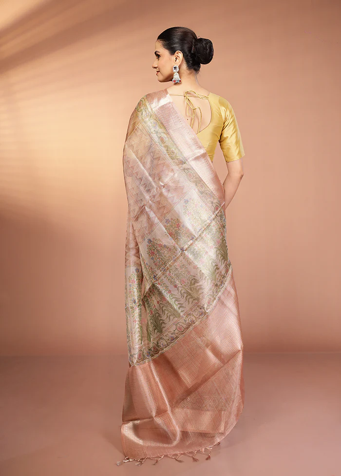Multicolor Tissue Silk Saree With Blouse Piece - Image 3