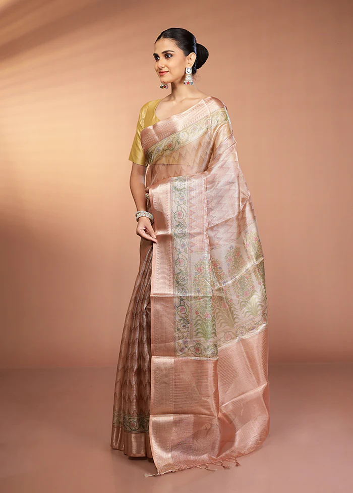 Multicolor Tissue Silk Saree With Blouse Piece - Image 4