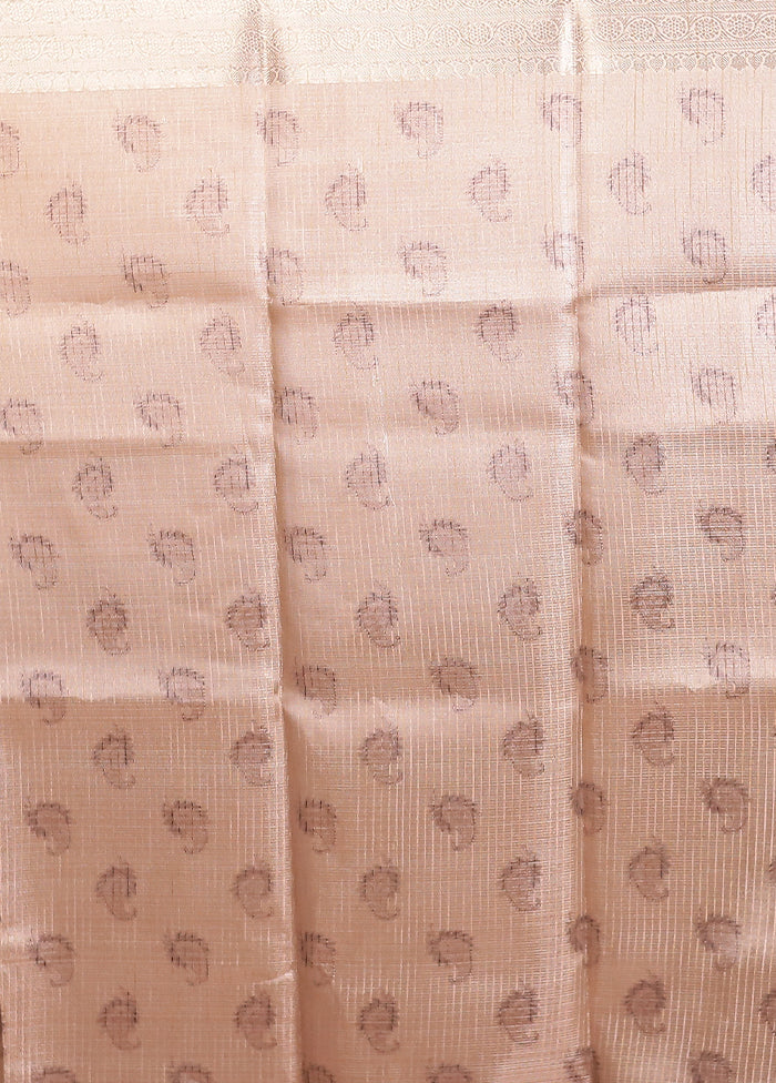 Cream Tissue Silk Saree With Blouse Piece - Image 5