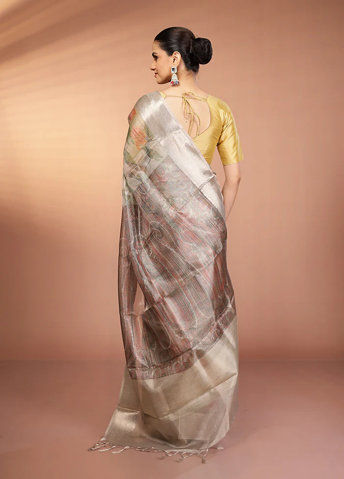 Multicolor Tissue Silk Saree With Blouse Piece - Image 3