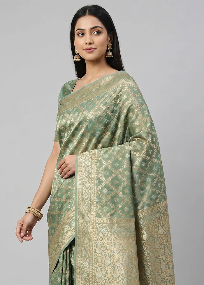 Multicolor Tissue Silk Saree With Blouse Piece - Image 2