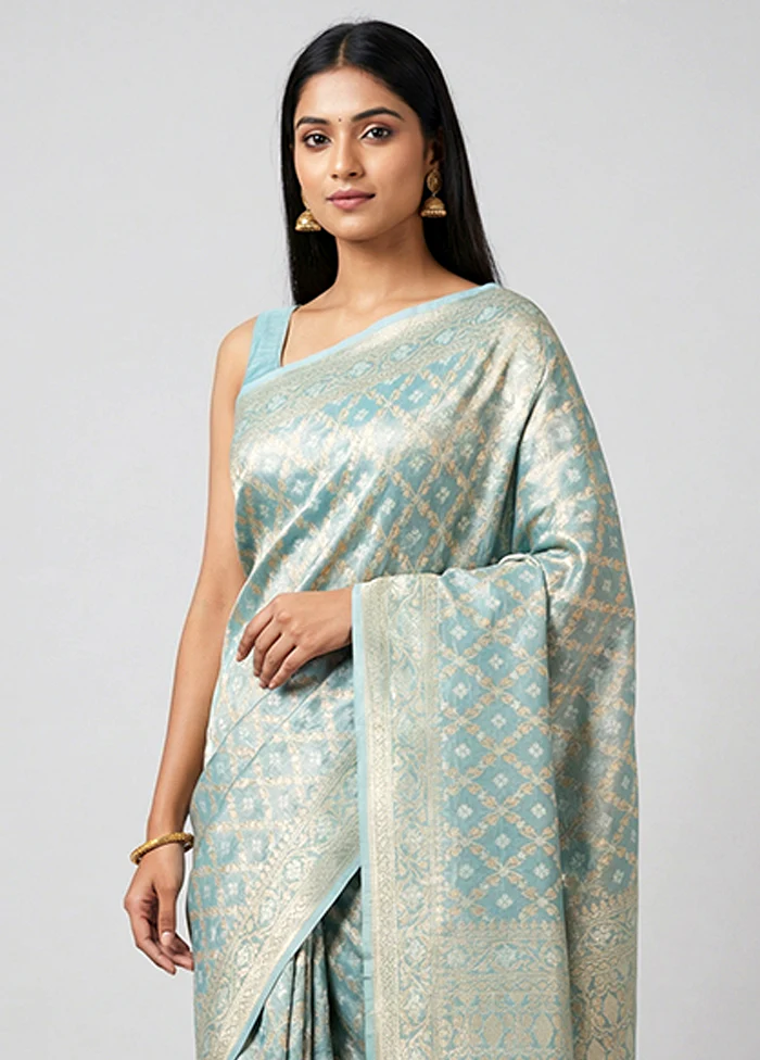 Multicolor Tissue Silk Saree With Blouse Piece - Image 2