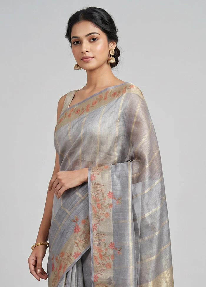 Multicolor Tissue Silk Saree With Blouse Piece - Image 2