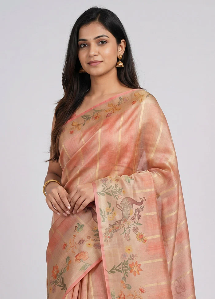 Multicolor Tissue Silk Saree With Blouse Piece - Image 2