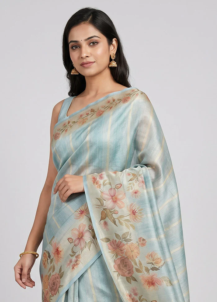 Multicolor Tissue Silk Saree With Blouse Piece - Image 2