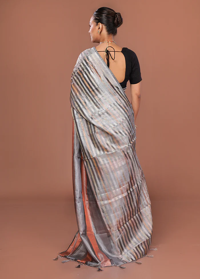 Multicolor Tissue Silk Saree With Blouse Piece - Image 3