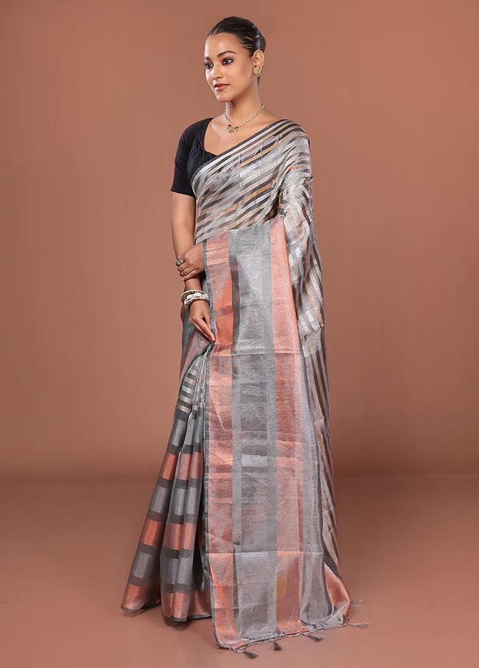 Multicolor Tissue Silk Saree With Blouse Piece - Image 4