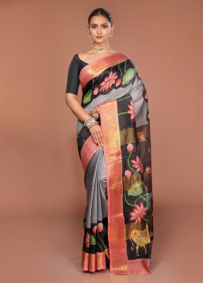 Multicolor Tussar Silk Saree With Blouse Piece - Image 2