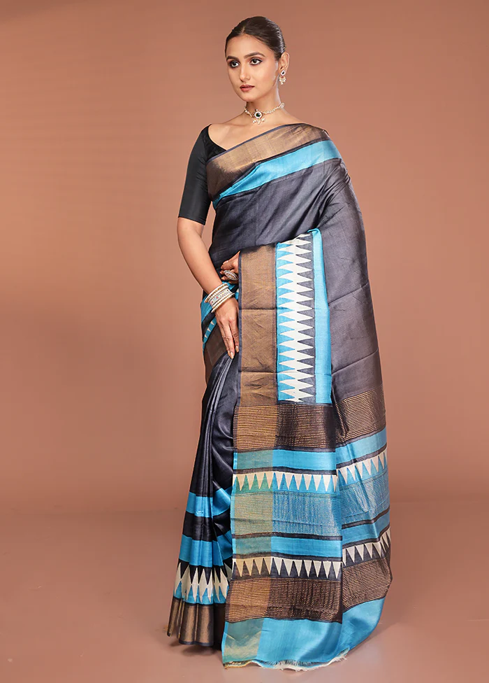 Multicolor Tussar Silk Saree With Blouse Piece - Image 4