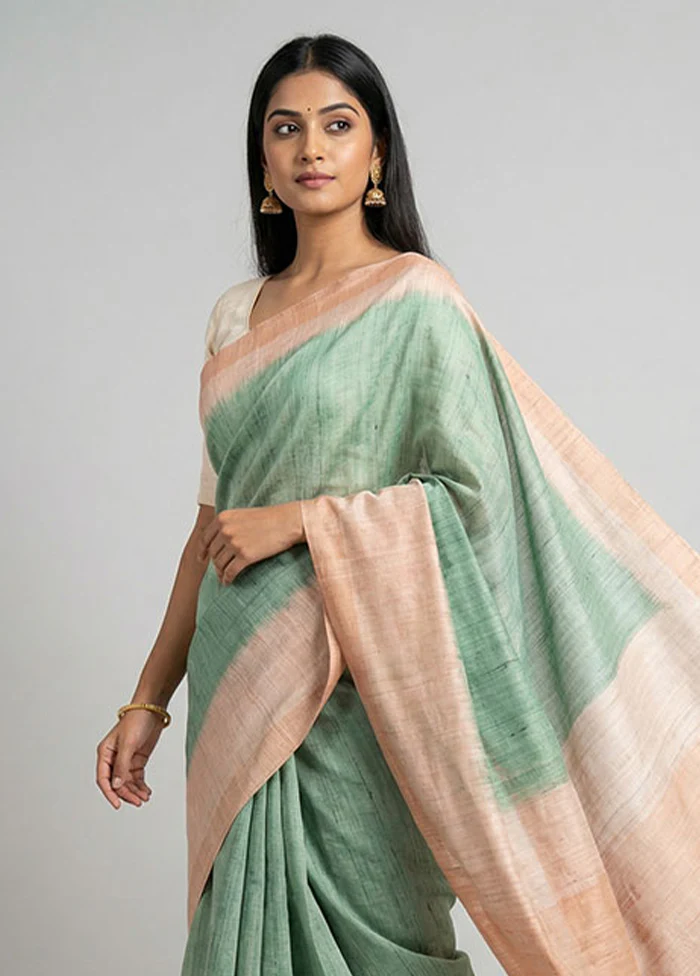 Multicolor Tussar Silk Saree With Blouse Piece - Image 2