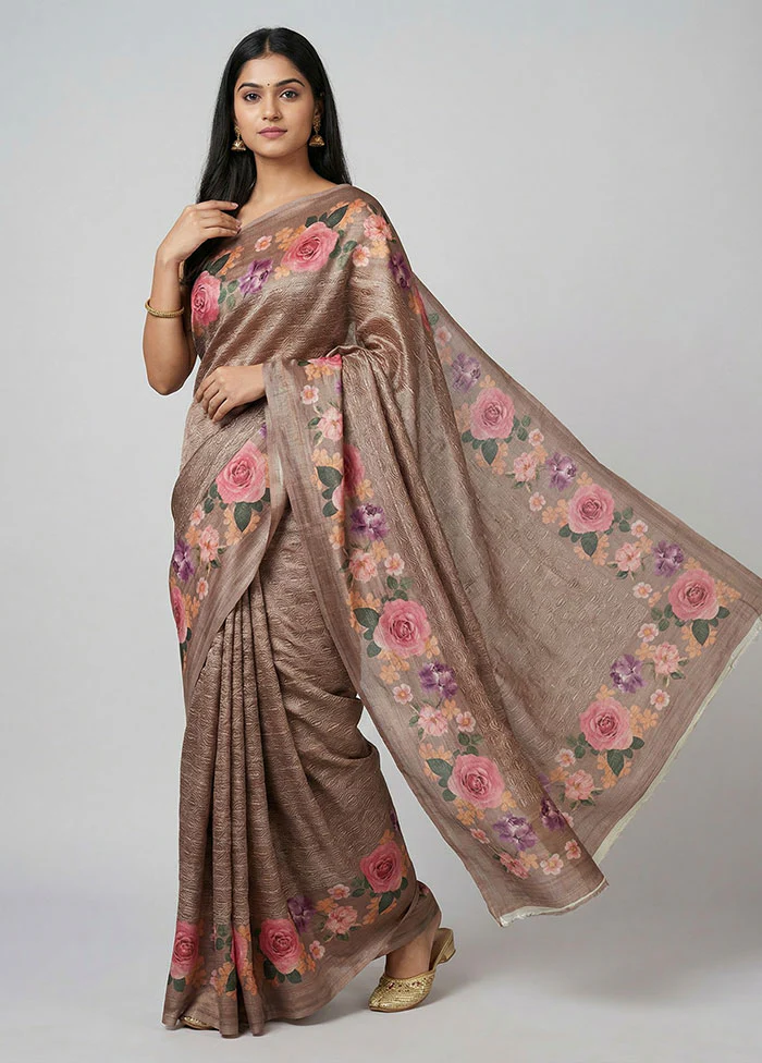 Multicolor Tussar Silk Saree With Blouse Piece