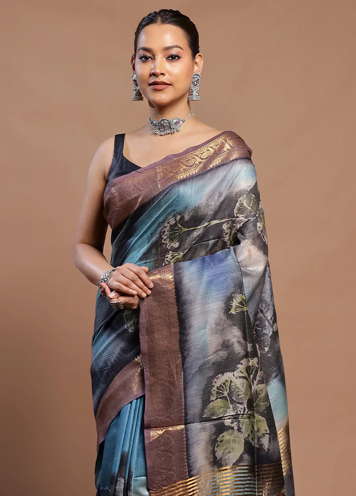 Multicolor Tussar Silk Saree With Blouse Piece - Image 2