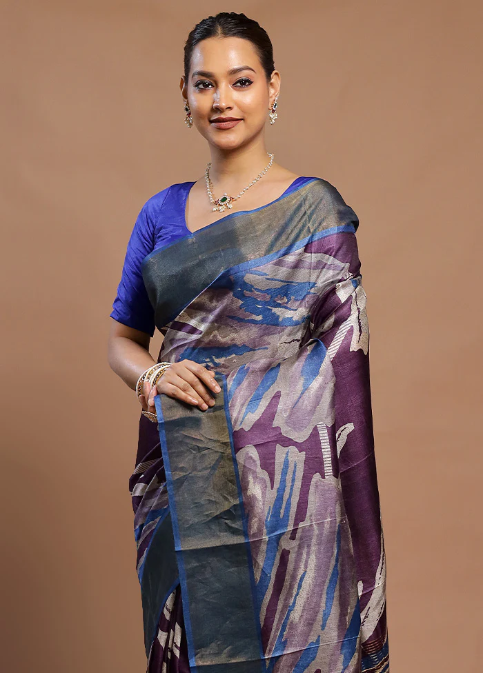 Multicolor Tussar Silk Saree With Blouse Piece - Image 2