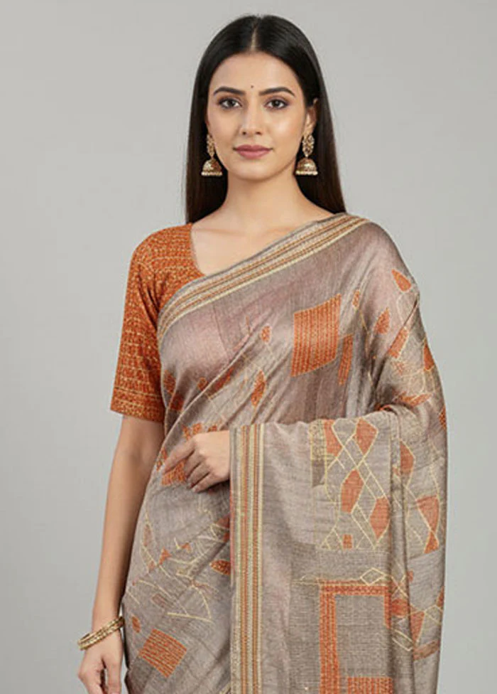 Multicolor Tussar Silk Saree With Blouse Piece - Image 2