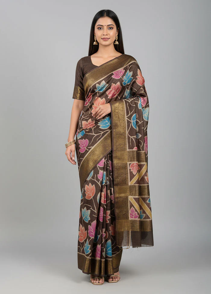 Multicolor Tussar Silk Saree With Blouse Piece