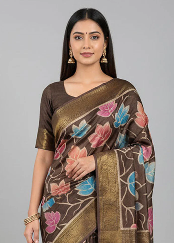 Multicolor Tussar Silk Saree With Blouse Piece - Image 2