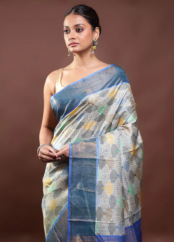 Multicolor Tussar Silk Saree With Blouse Piece - Image 2