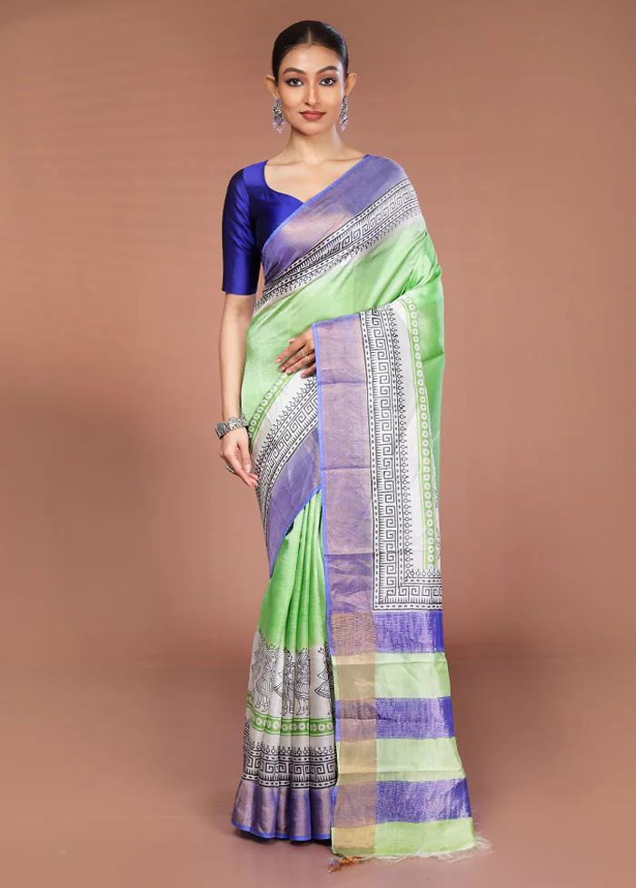 Multicolor Tussar Silk Saree With Blouse Piece - Image 2