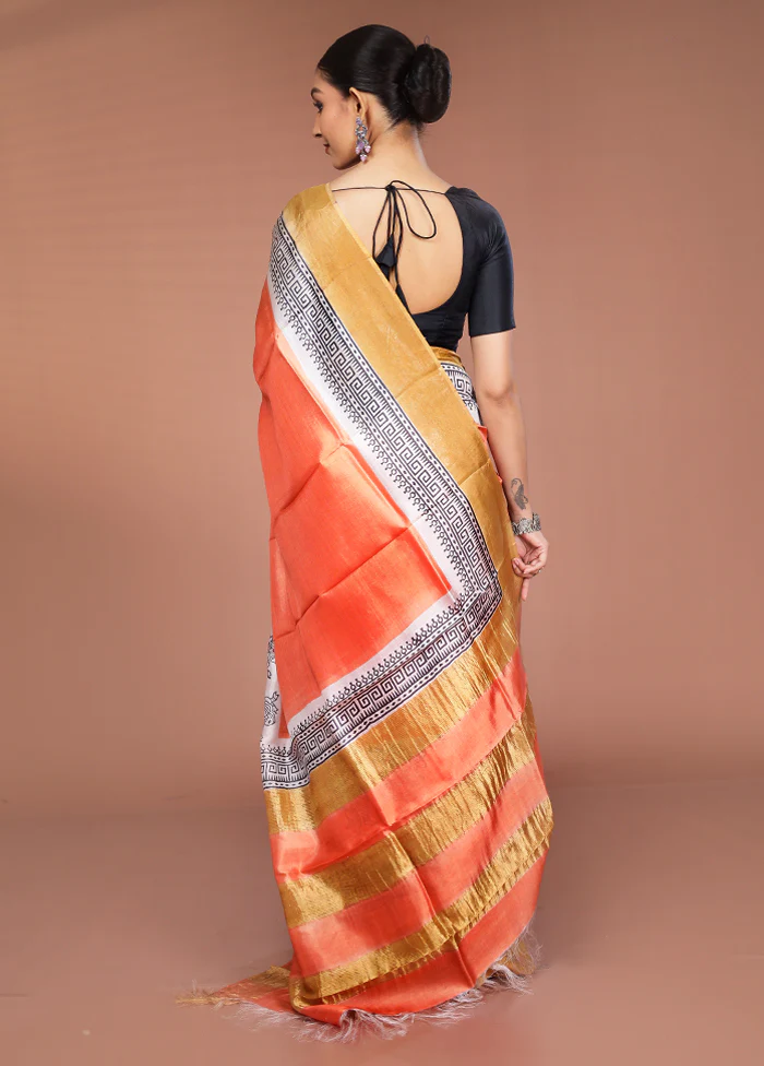 Multicolor Tussar Silk Saree With Blouse Piece - Image 3