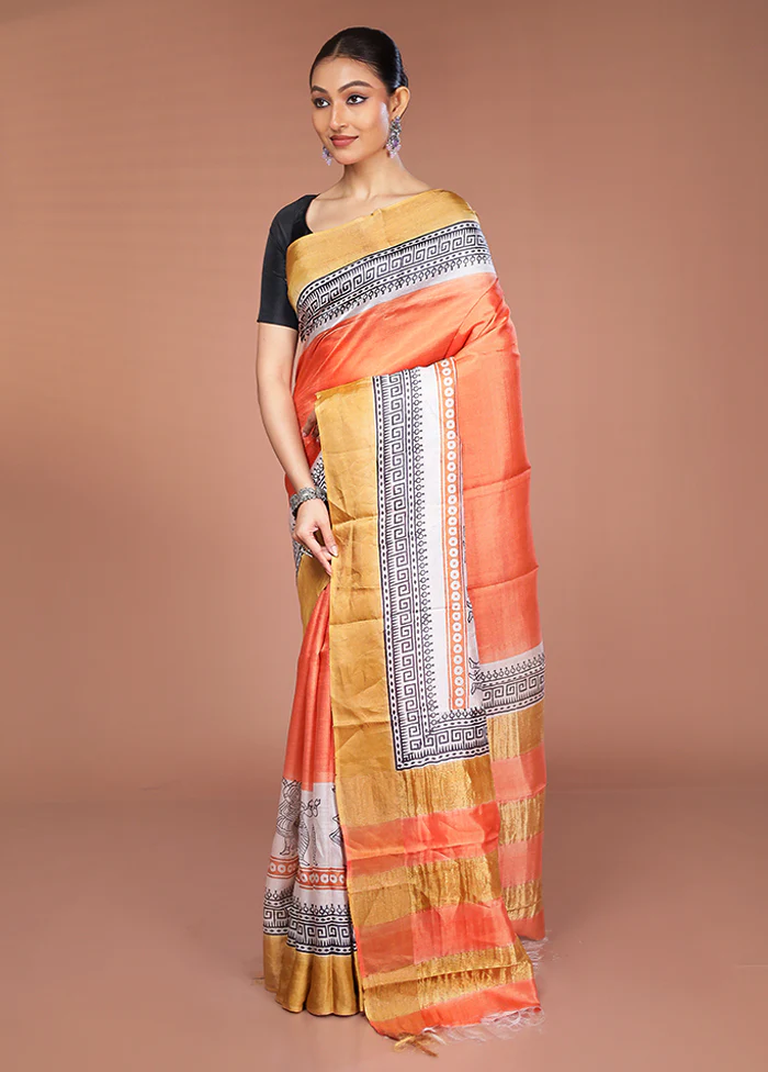 Multicolor Tussar Silk Saree With Blouse Piece - Image 4