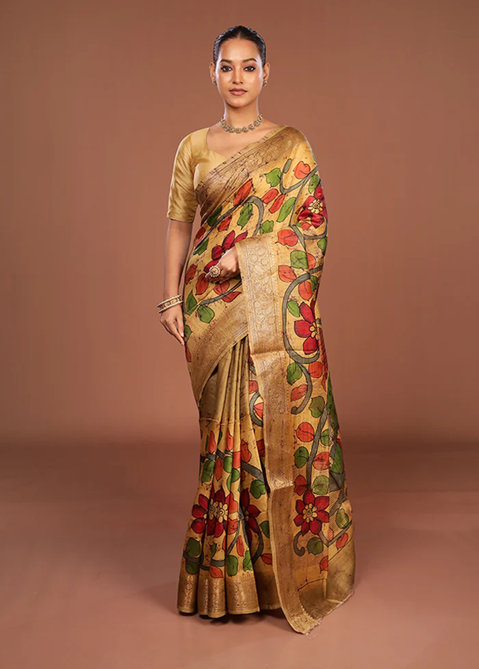 Multicolor Tussar Silk Saree With Blouse Piece - Image 2