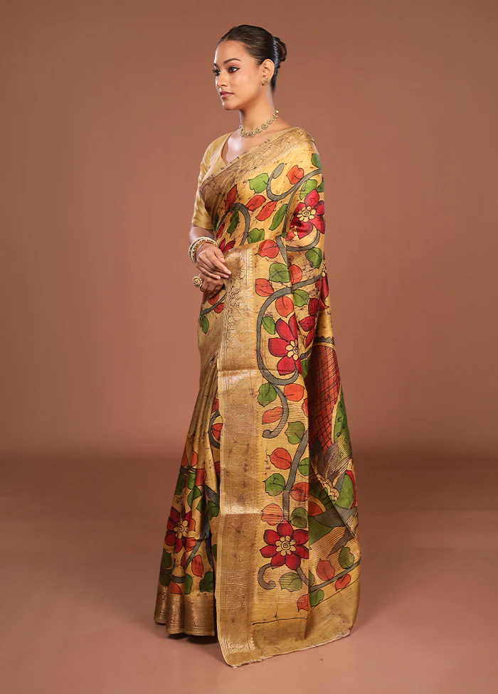 Multicolor Tussar Silk Saree With Blouse Piece - Image 4
