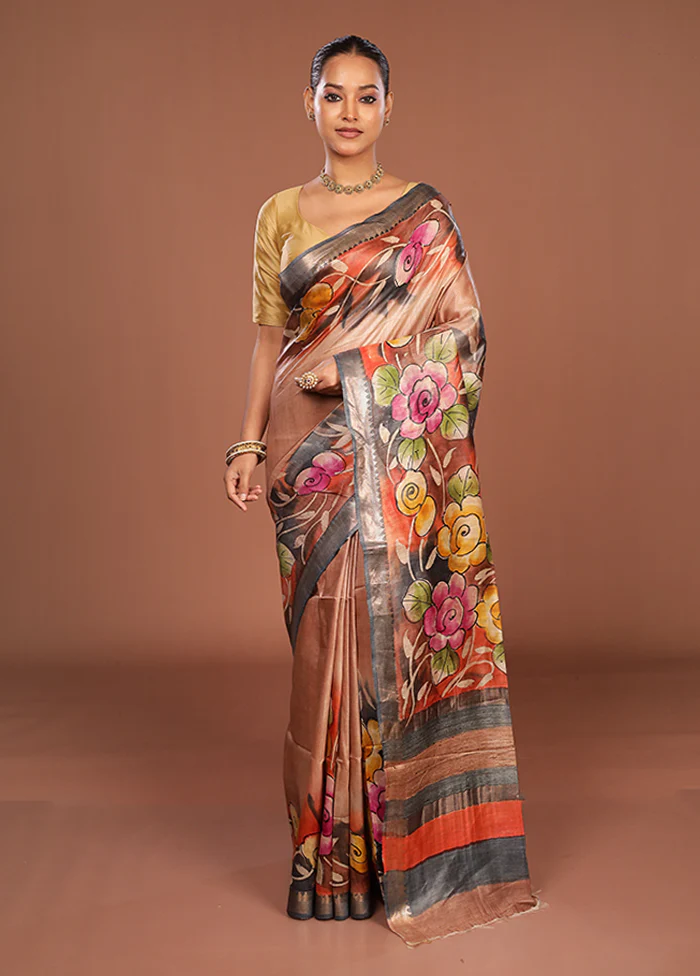 Multicolor Tussar Silk Saree With Blouse Piece - Image 2