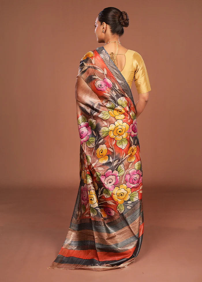 Multicolor Tussar Silk Saree With Blouse Piece - Image 3