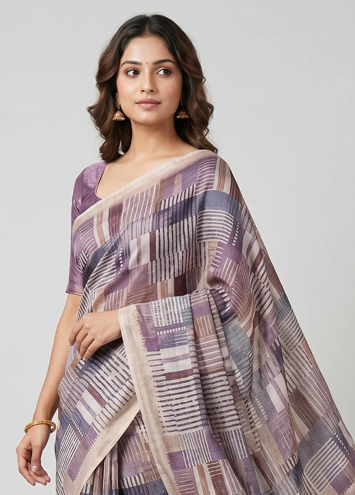 Multicolor Tussar Silk Saree With Blouse Piece - Image 2