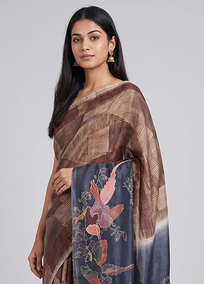 Multicolor Tussar Silk Saree With Blouse Piece - Image 2