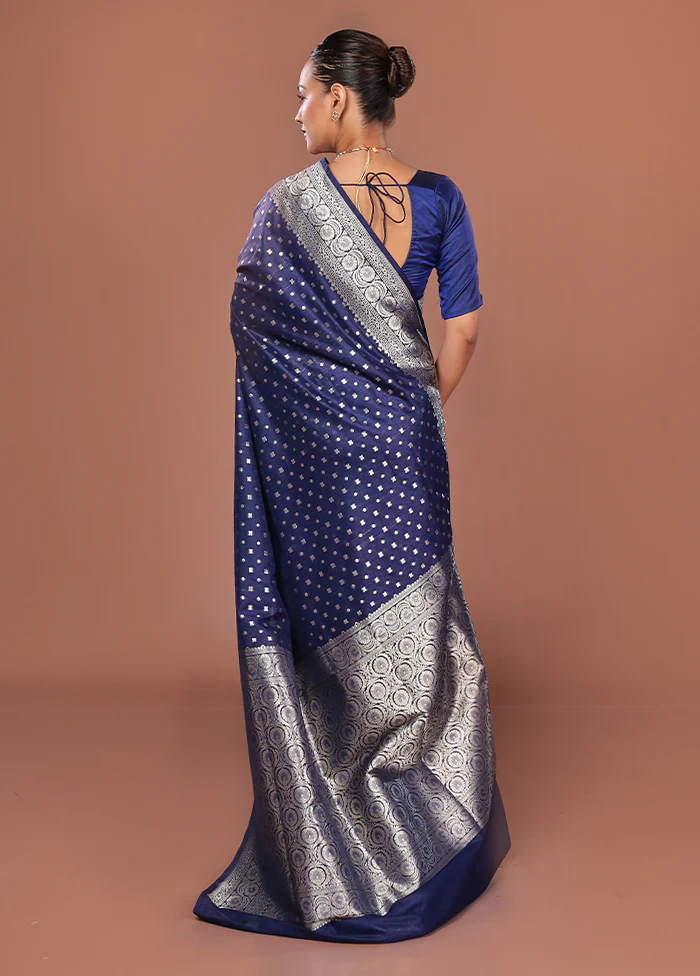 Blue Uppada Silk Saree With Blouse Piece - Image 3