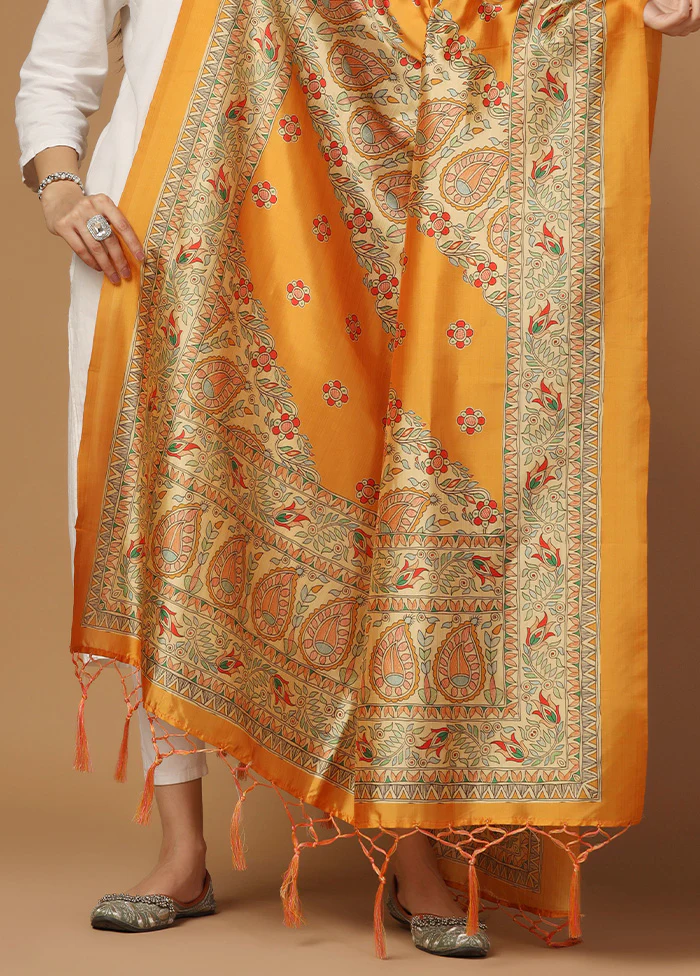 Mustard Art Silk Dupatta - Image 3