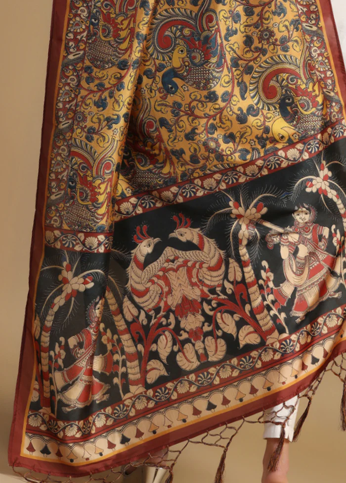 Mustard Banarasi Silk Dupatta - Image 3