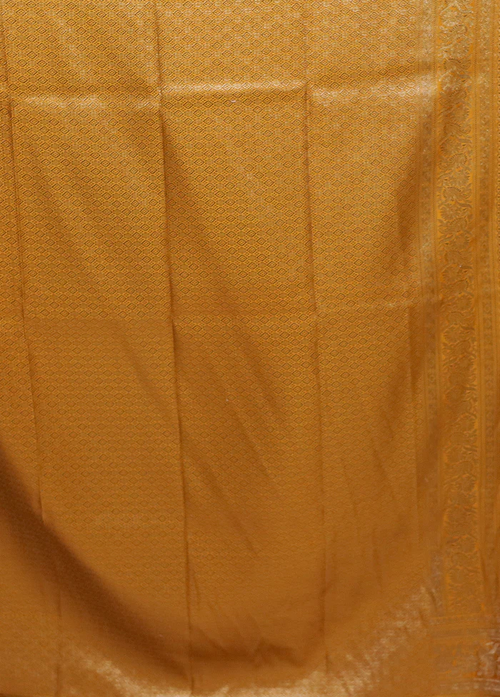 Mustard Handloom Katan Pure Silk Saree With Blouse Piece - Image 5