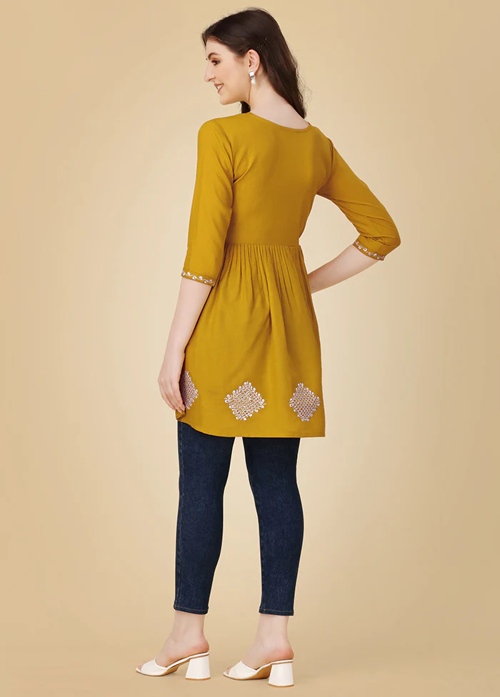 Mustard Readymade Viscose Top - Image 2